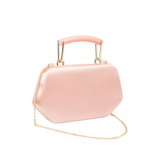 Elegant Blush Pink Satin Top Handle Clutch
