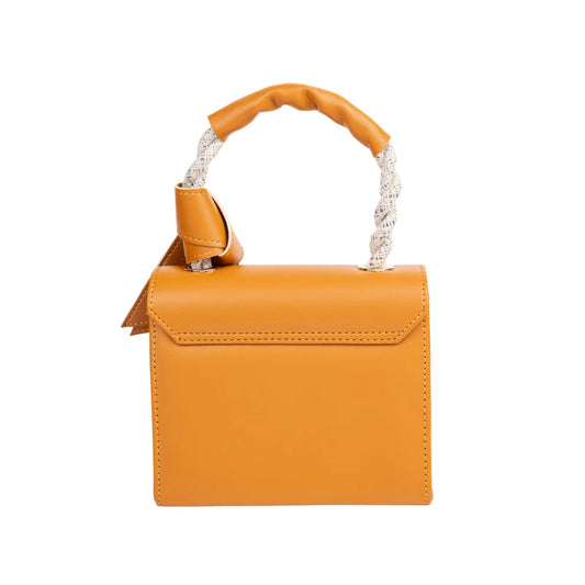 Chic Yellow Structured Top Handle Handbag