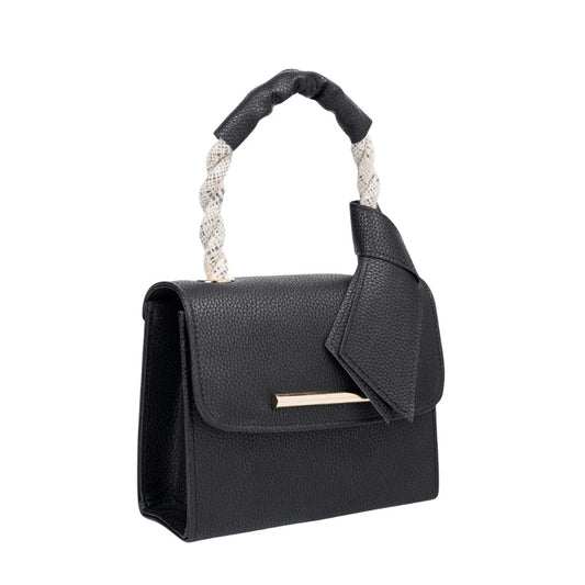 Chic Black Structured Top Handle Handbag