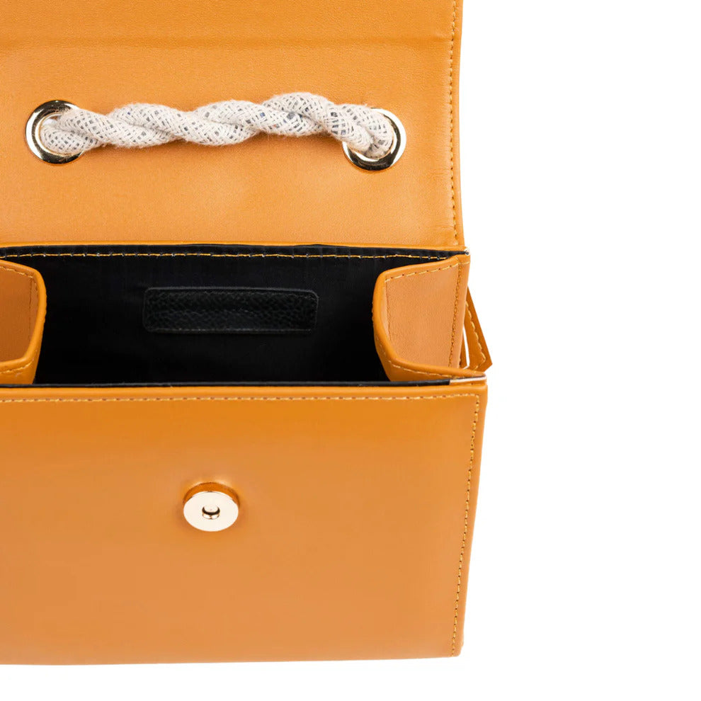 Chic Yellow Structured Top Handle Handbag