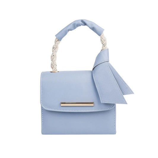 Chic Blue Structured Top Handle Handbag