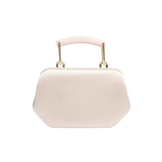 Elegant White Satin Top Handle Clutch