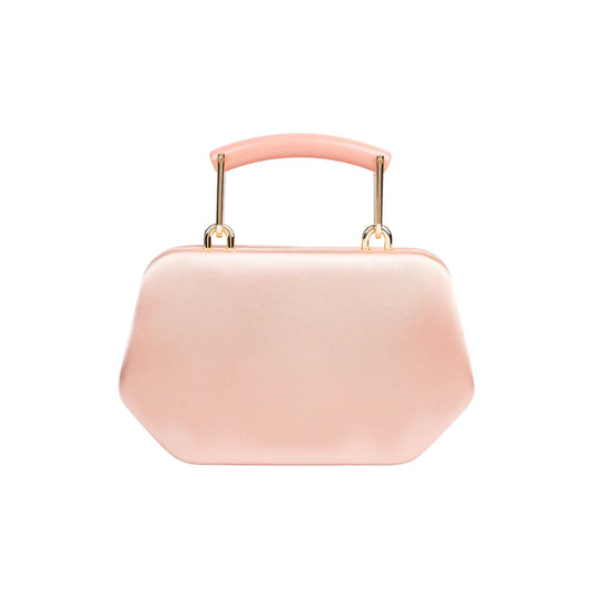 Elegant Blush Pink Satin Top Handle Clutch