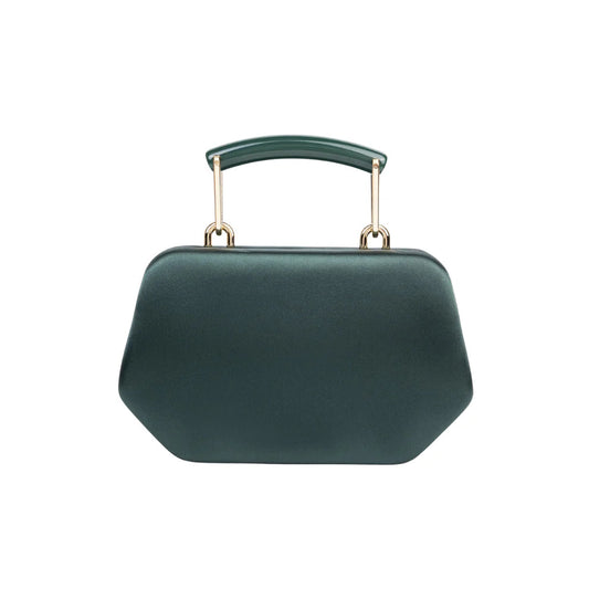 Elegant Green Satin Top Handle Clutch