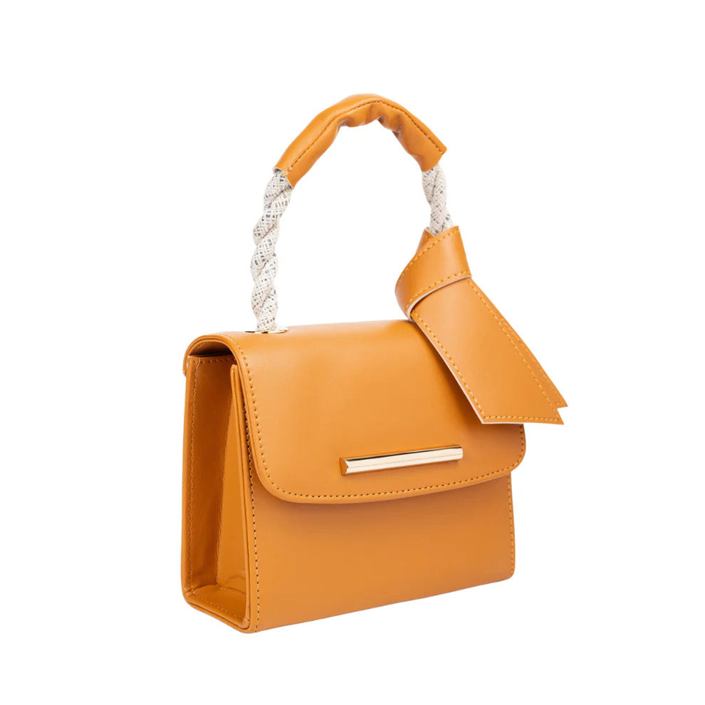 Chic Yellow Structured Top Handle Handbag